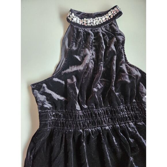 NWT Anthropologie The Somerset Embellished Velvet Halter Mini Dress Sz L #NC502 - Picture 3 of 11